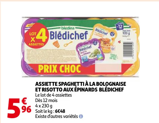Promotie: Assiette spaghetti à la bolognaise et risotto