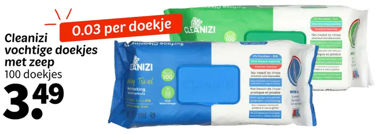 Promotie: Cleanizi vochtige doekjes met zeep