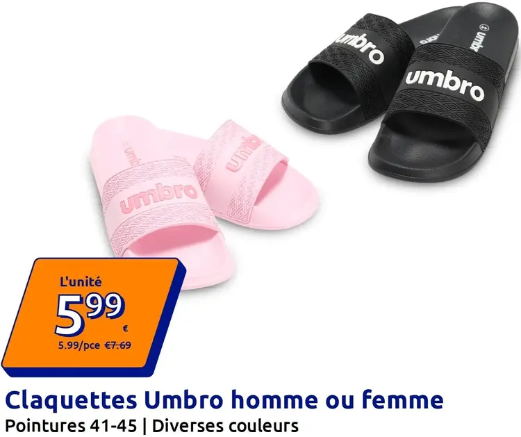 Offre: Umbro Claquettes homme ou femme