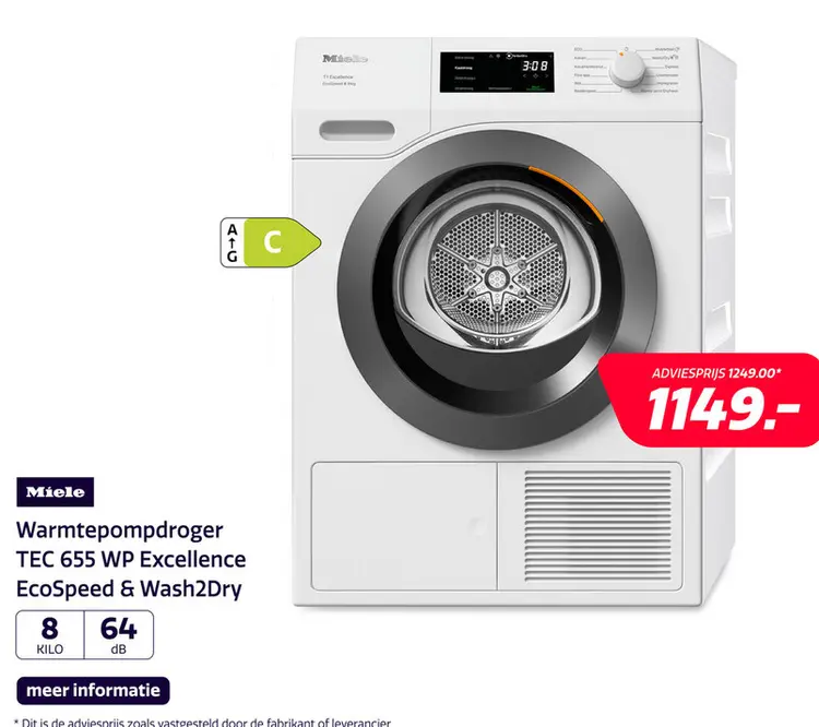 Aanbieding: Miele TEC 655 WP Excellence EcoSpeed & Wash2Dry