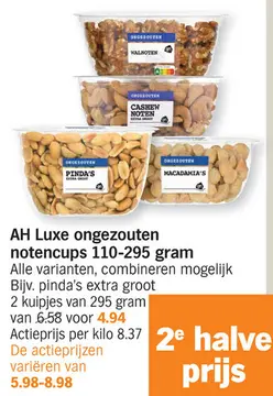 Aanbieding: AH Luxe ongezouten notencups
