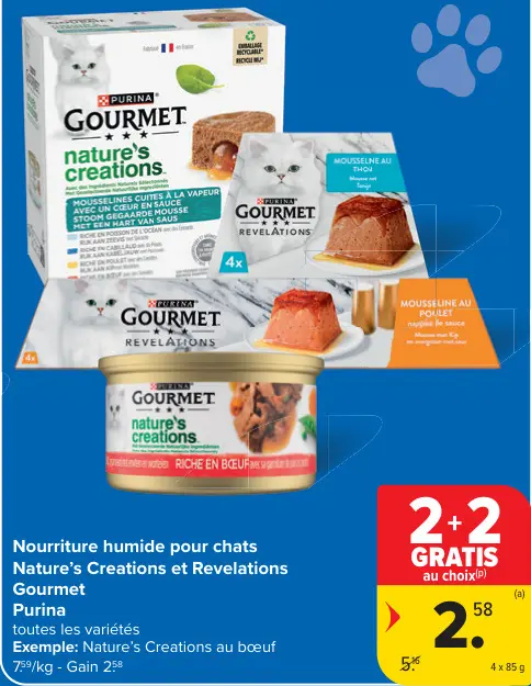 Offre: Nourriture humide pour chats Nature's Creations et Revelations