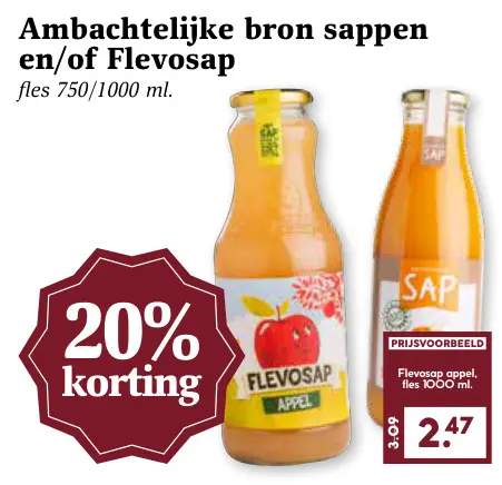 Aanbieding: Ambachtelijke bron sappen en/of Flevosap