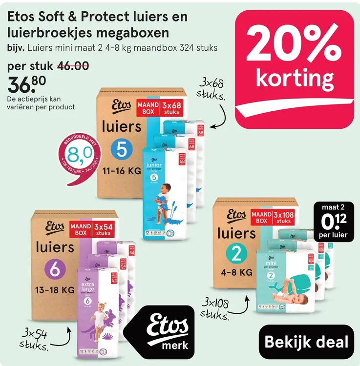 Aanbieding: Etos Soft & Protect luiers en luierbroekjes megaboxen