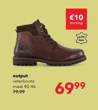 Aanbieding: Output leren heren veterboots bruin