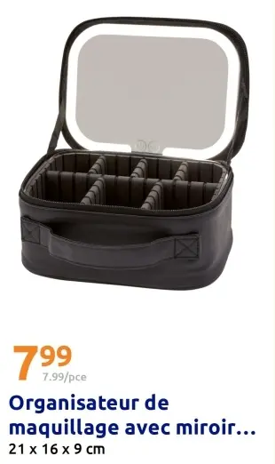 Offre: Organisateur de maquillage avec miroir LED