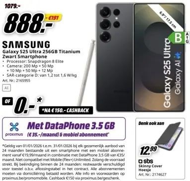 Promotie: Galaxy S25 Ultra 256GB Titanium Zwart Smartphone