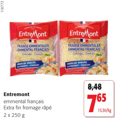 Offre: Emmental français Extra fin fromage râpé