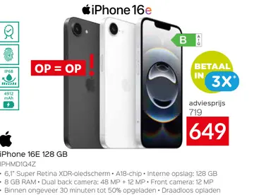 Aanbieding: iPhone 16E 128 GB