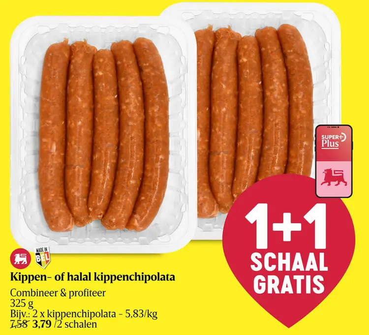 Promotie: Kippen- of halal kippenchipolata