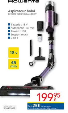 Offre: Aspirateur balai XFORCE FLEX 9.60 ALLERGY