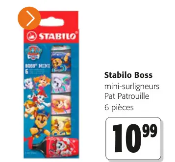Offre: Stabilo Boss mini-surligneurs Pat Patrouille