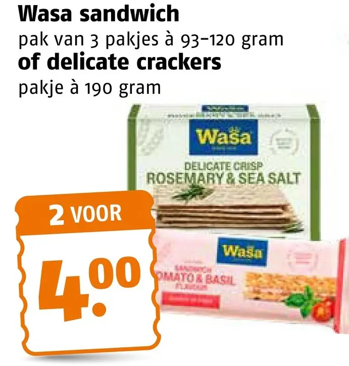 Aanbieding: Wasa sandwich of delicate crackers