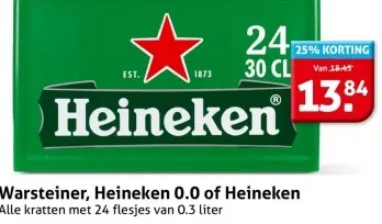 Aanbieding: Warsteiner, Heineken 0.0 of Heineken