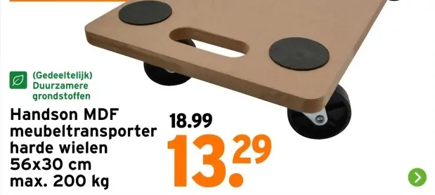 Aanbieding: MDF meubeltransporter harde wielen