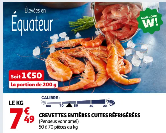Promotie: Crevettes entières cuites réfrigérées