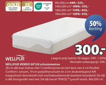 Aanbieding: WELLPUR VENDO GF120 schuimmatras