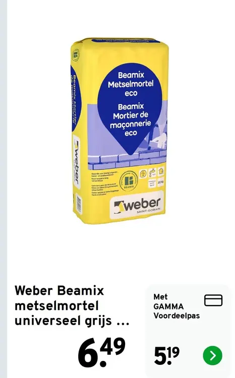 Aanbieding: Weber Beamix metselmortel universeel grijs