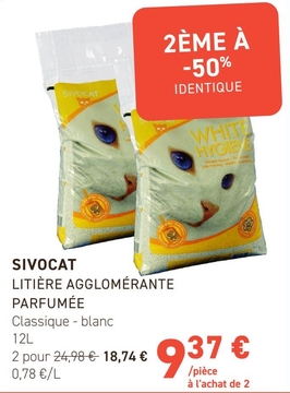 Offre: SIVOCAT LITIÈRE AGGLOMÉRANTE PARFUMÉE