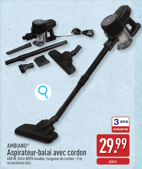 Offre: Aspirateur-balai avec cordon