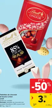 Offre: Tablettes de chocolat et boules Lindor