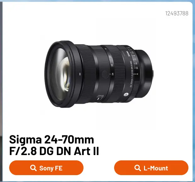 Promotie: 24-70mm F/2.8 DG DN Art II