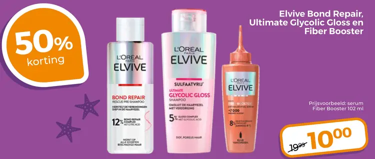 Aanbieding: Elvive Bond Repair, Ultimate Glycolic Gloss en Fiber Booster
