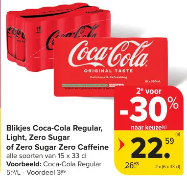 Aanbieding: Blikjes Coca-Cola Regular, Light, Zero Sugar