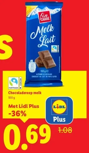Aanbieding: Chocoladereep melk