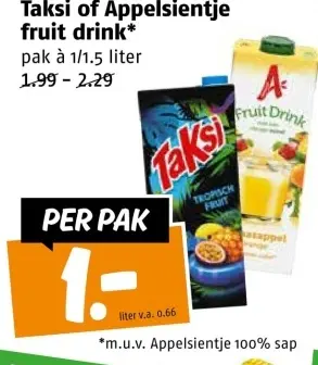Aanbieding: Taksi of Appelsientje fruit drink