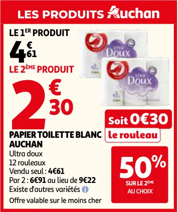Offre: Papier toilette blanc