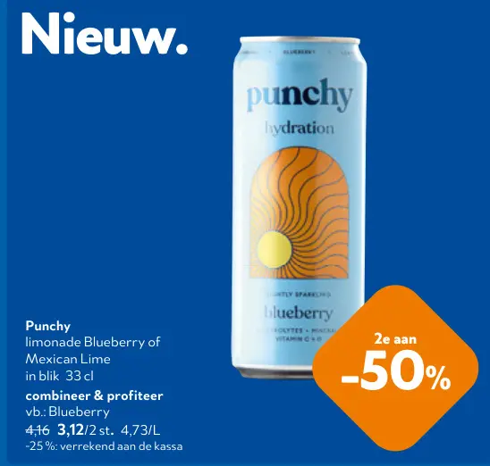 Promotie: Punchy limonade Blueberry of Mexican Lime