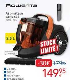Offre: Aspirateur sans sac
