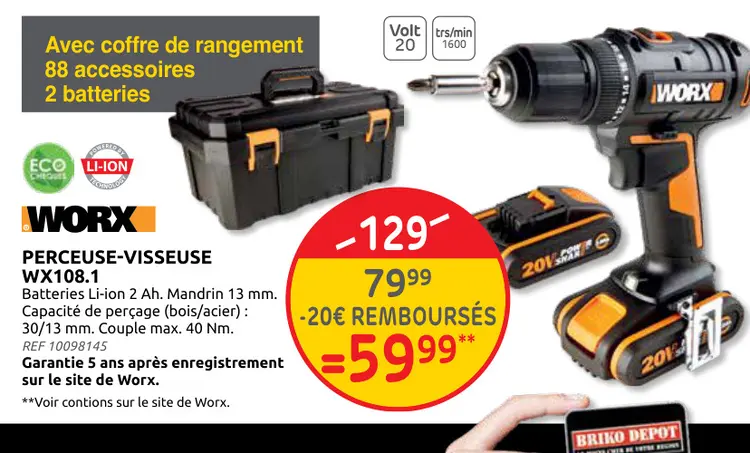 Offre: Perceuse-visseuse wx108.1