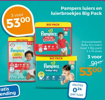 Aanbieding: Pampers luiers en luierbroekjes Big Pack
