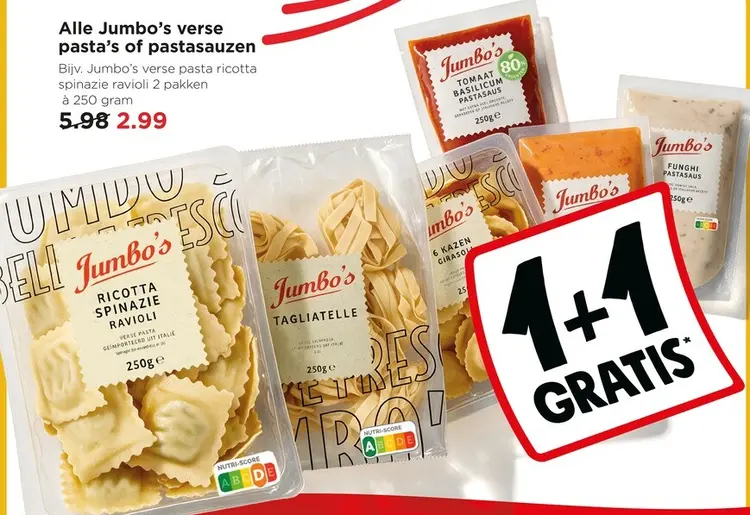 Aanbieding: Alle Jumbo's verse pasta's of pastasauzen