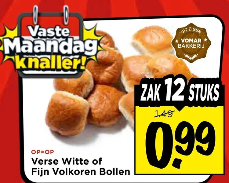 Aanbieding: Verse Witte of Fijn Volkoren Bollen