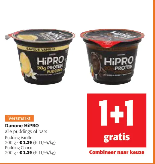 Aanbieding: Danone HiPRO alle puddings of bars