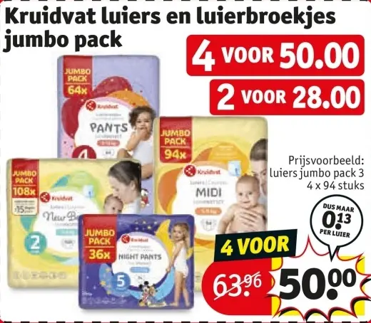 Aanbieding: Kruidvat luiers en luierbroekjes jumbo pack