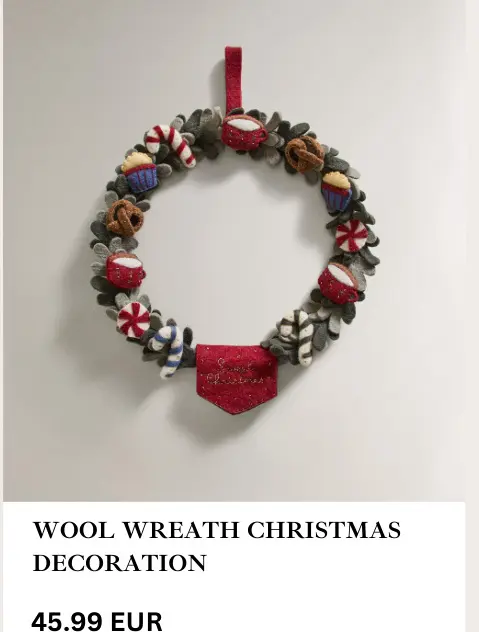 Aanbieding: Wool wreath christmas decoration