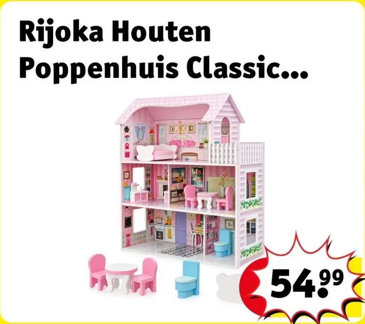 Aanbieding: Rijoka Houten Poppenhuis Classic