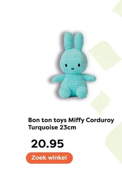 Aanbieding: Bon ton toys Miffy Corduroy Turquoise