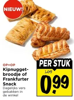 Kipnuggetbroodje of Frankfurter Snack