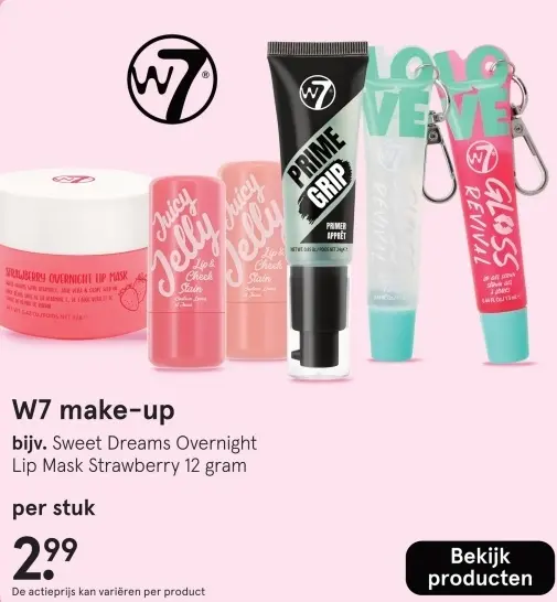 Aanbieding: W7 make-up bijv. Sweet Dreams Overnight Lip M