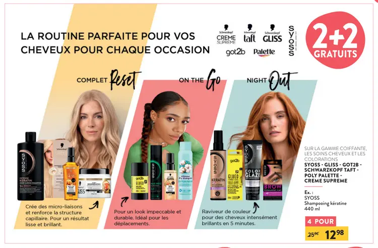 Offre: Sur la gamme coiffante, les soins cheveux et les colorations