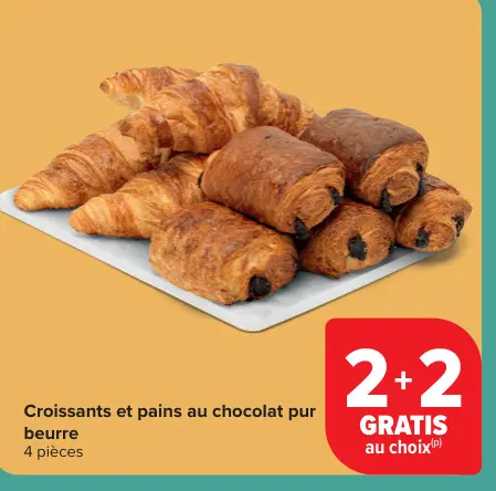 Offre: Croissants et pains au chocolat pur beurre