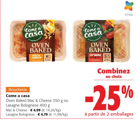 Offre: Oven Baked Mac & Cheese ou Lasagne Bolognese