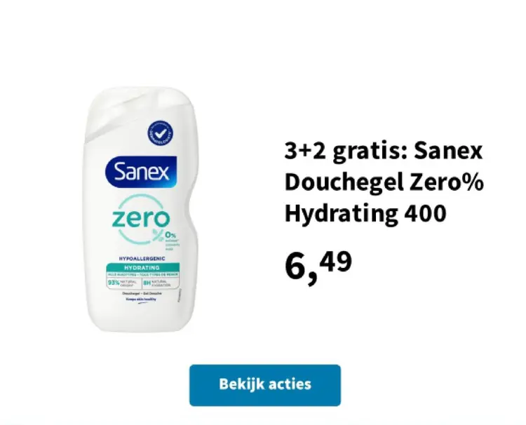 Promotie: Sanex Douchegel Zero% Hydrating 400