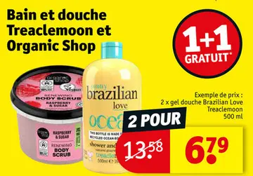 Offre: Bain et douche Treaclemoon et Organic Shop