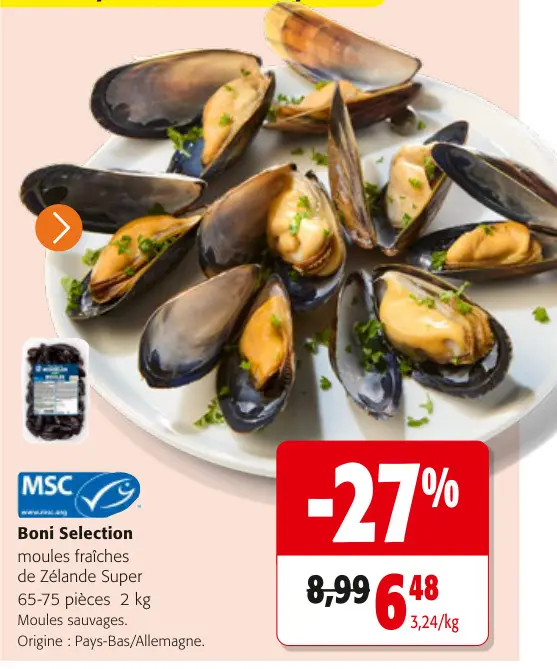 Offre: moules fraîches de Zélande Super